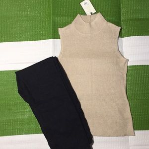 Mock neck sleeve less top